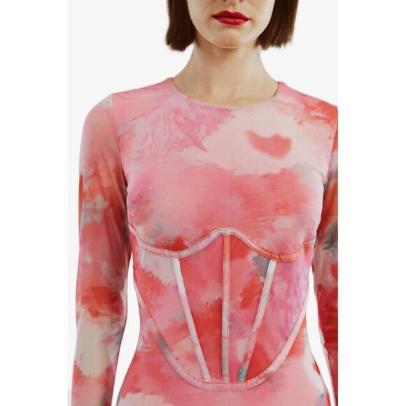 Bardot Lena Mesh Midi Dress In Wildflower - Picture 5 of 16